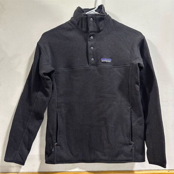 Patagonia Women's Black Pullover Sweater Small Half-Snap Marsupial Pocket - Picture 1 of 4